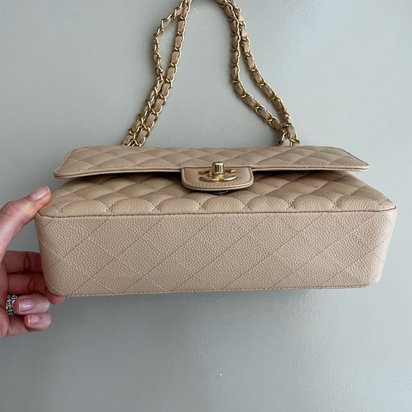 Chanel Caviar Quilted Medium Double Flap Beige - Picture 2 of 12